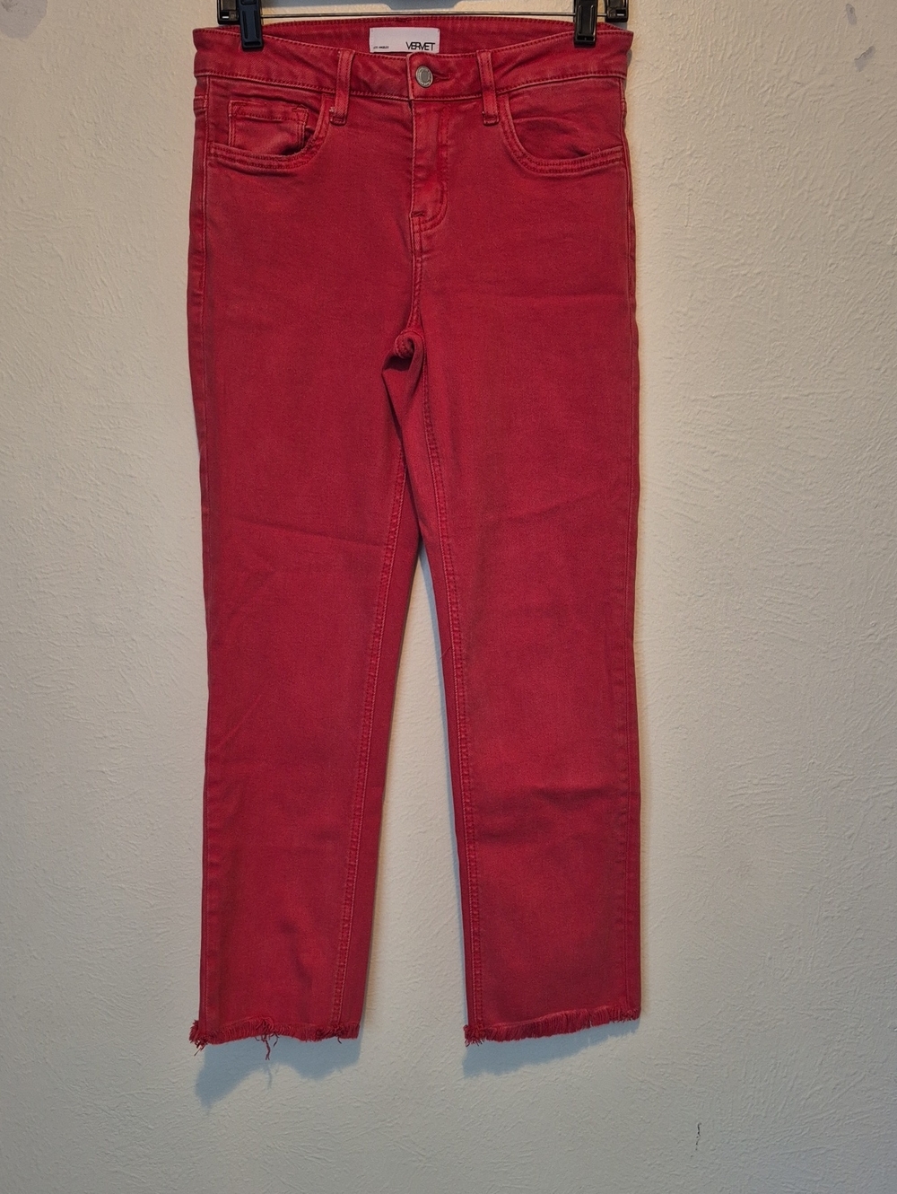 Vervet  High-Rise Cropped Slim Jeans in Red